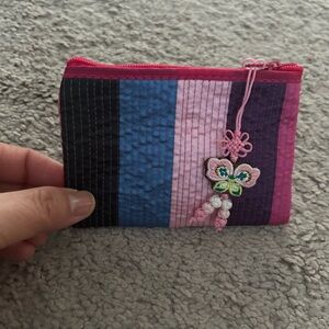 Korean Vintage Saekdong Card & Coin Pouch – Embroidered Butterfly Charm